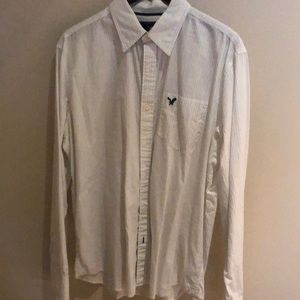 American eagle pin stripe button down dress shirt.